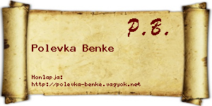 Polevka Benke névjegykártya